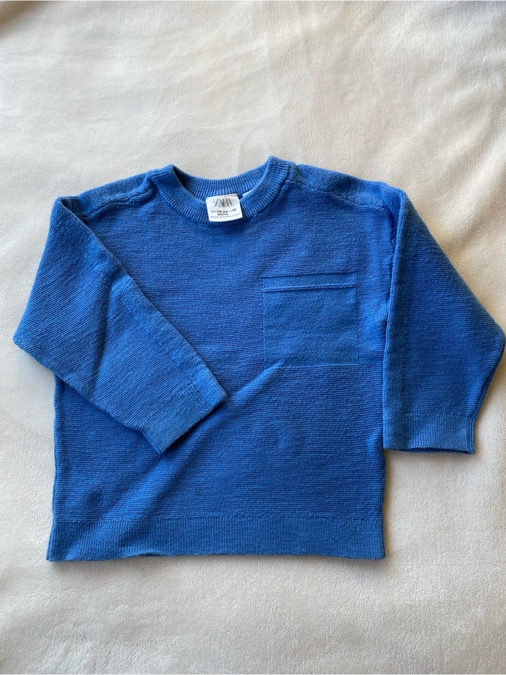 Zara Toddler Boy Royal Blue Knit Crew Sweater